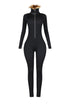 KS Power knit Jumpsuit With Fur Collar